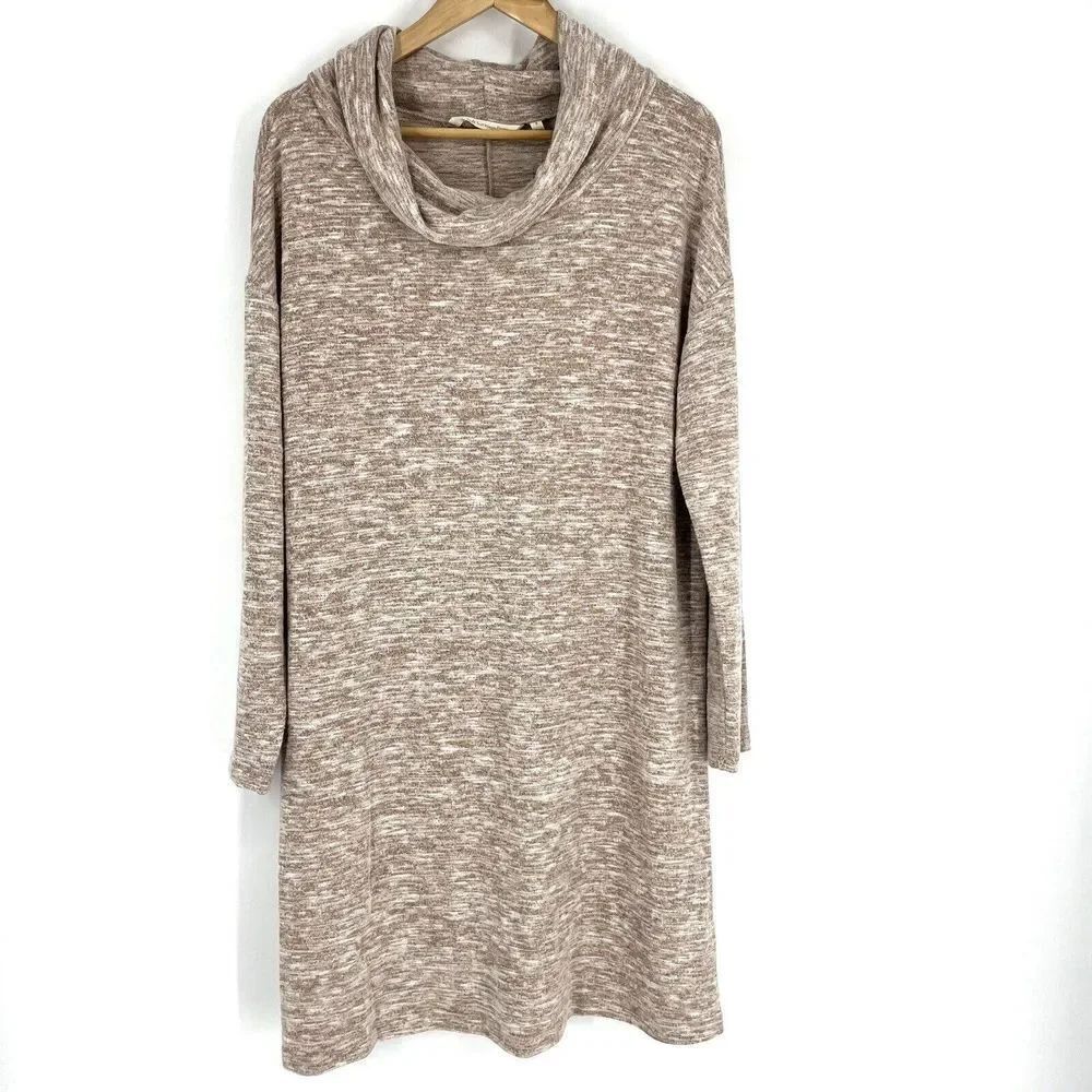 Soft Surroundings Dress Size Small Blush Melange Cozy Weekend Cowl Neck Stretch